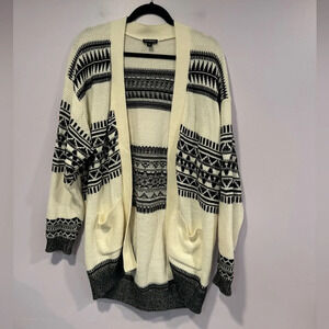 Cream and black aztec express cardigan